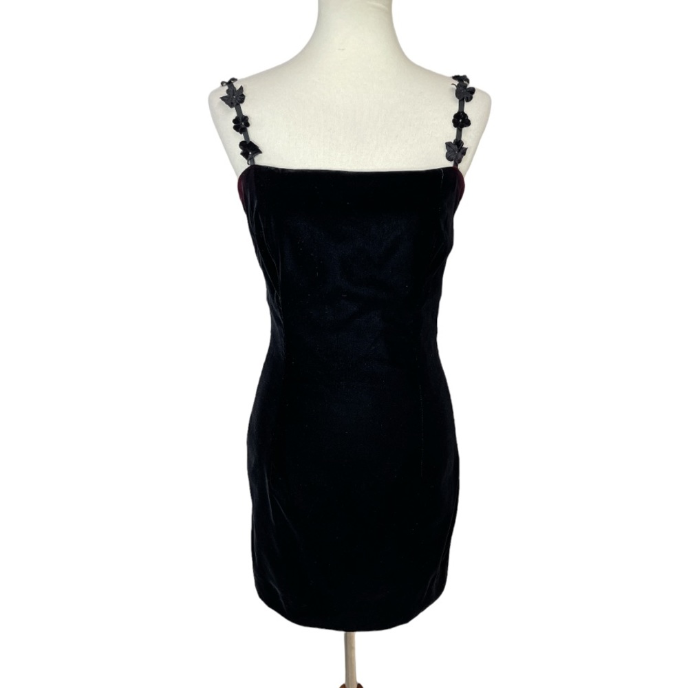Vintage Kathlin Argiro Atelier Velvet Dress Floral Straps Size 6